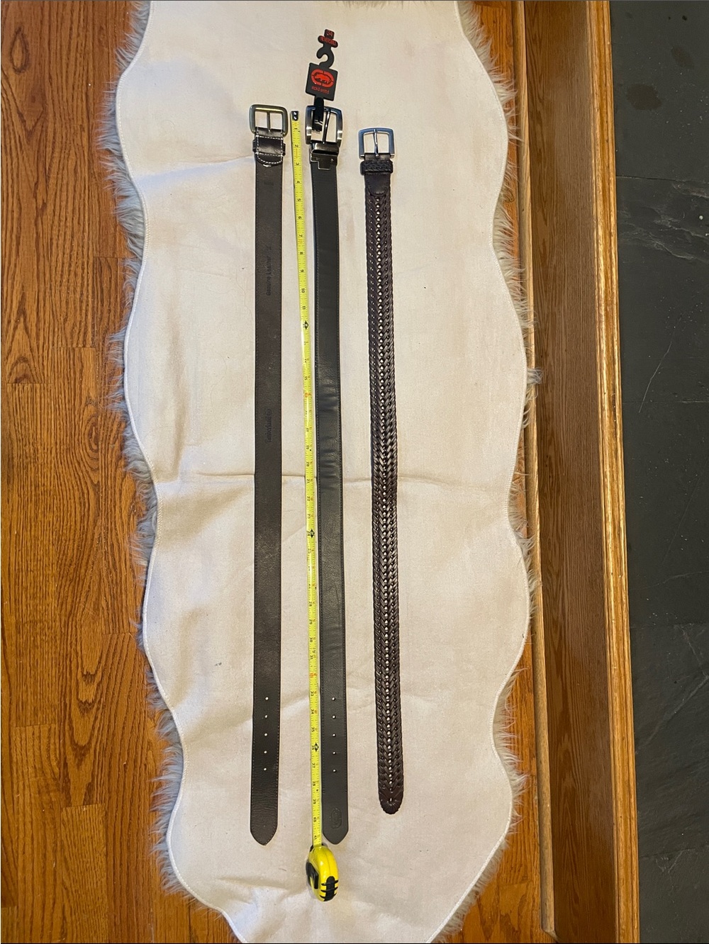 Ecko Unlimited Black Leather Belt Trio (Black, Dark Brown)